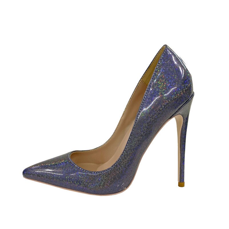 Teritin Glitter Patent Women's Slip On Stiletto Pumps