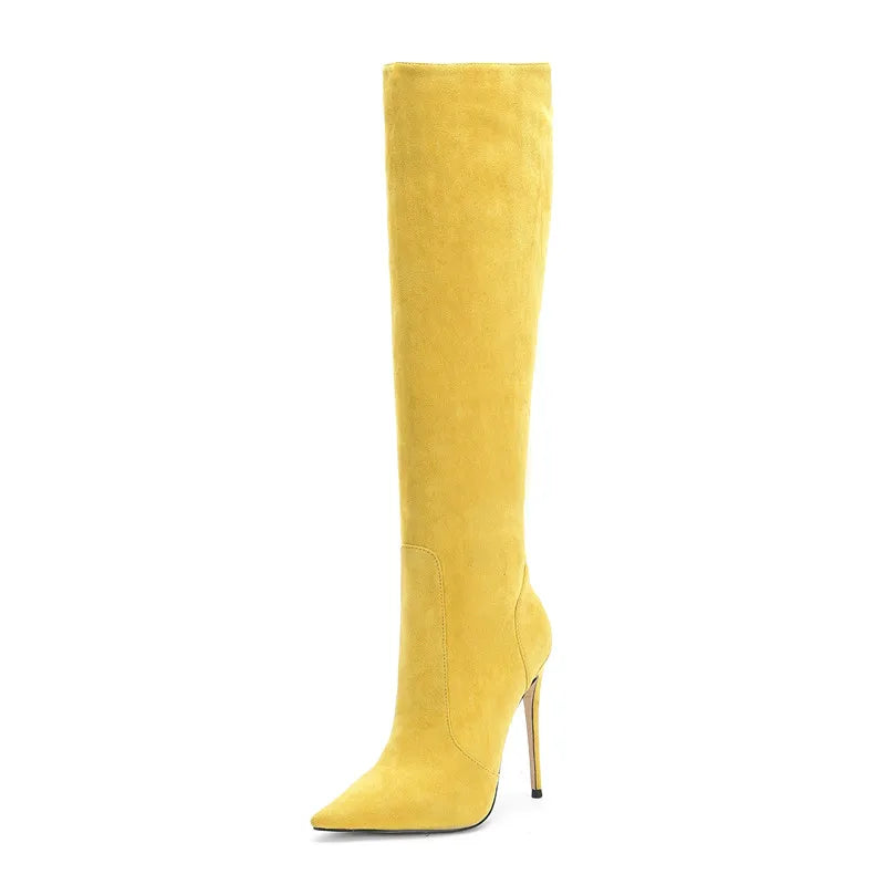Sleek Nubuck Knee High Boots