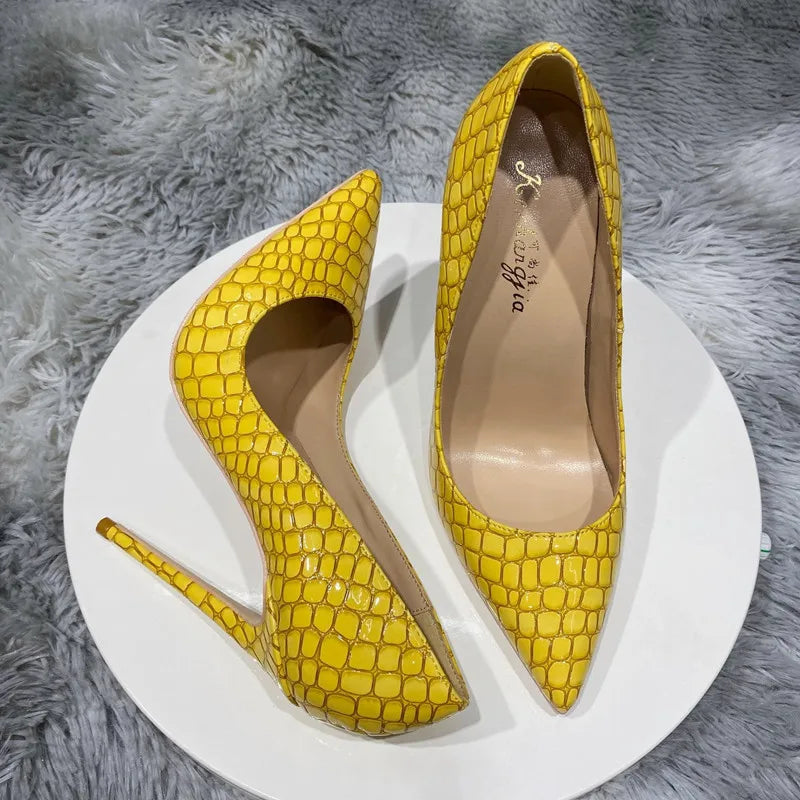 Neon Yellow Pointed High Heels