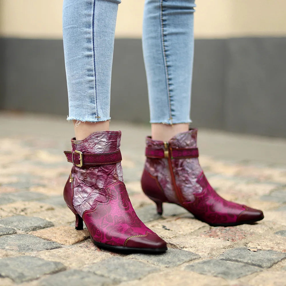 Concise Print Ankle Boots