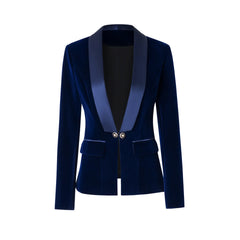 Slim Single Buttons Velvet Blazer