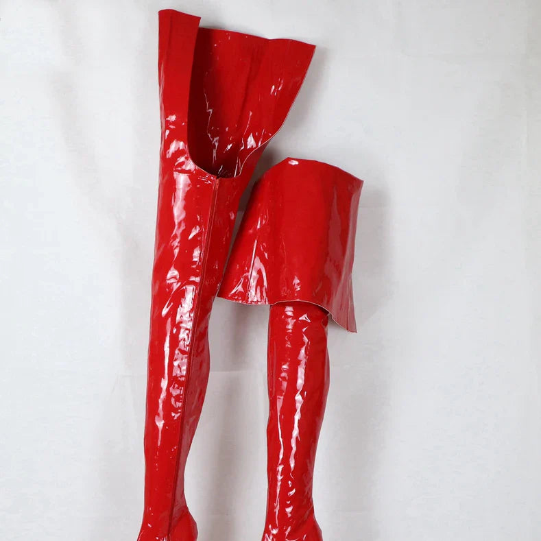 Outside Shaft Zip Knee-High Boots