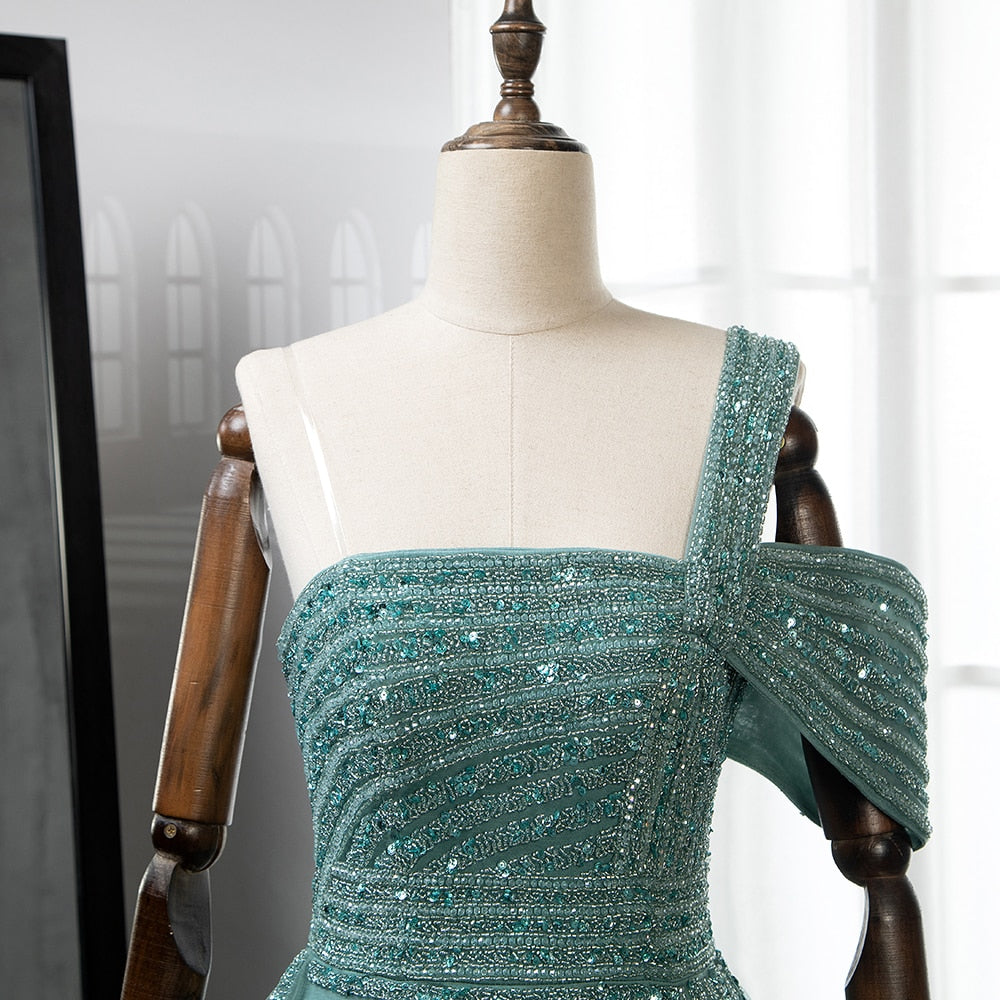 High Split Luxury Beaded Woman's Cocktail Party Dress