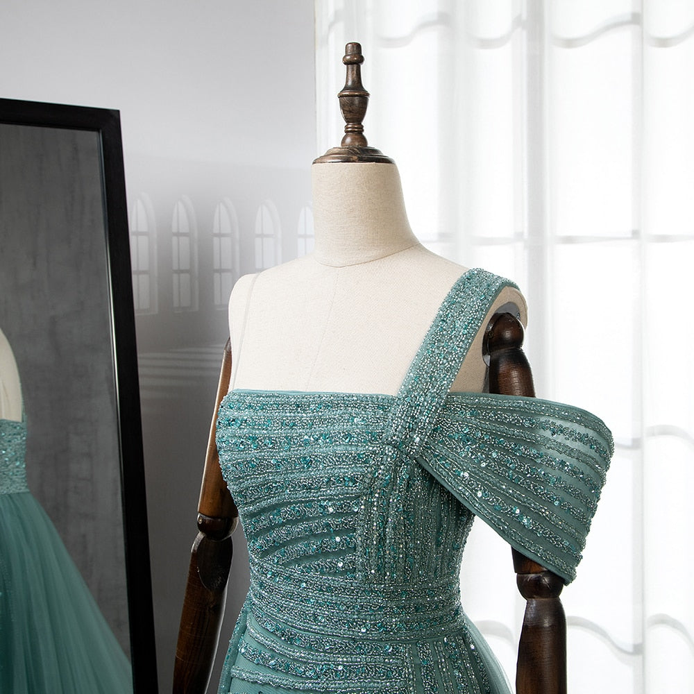 High Split Luxury Beaded Woman's Cocktail Party Dress