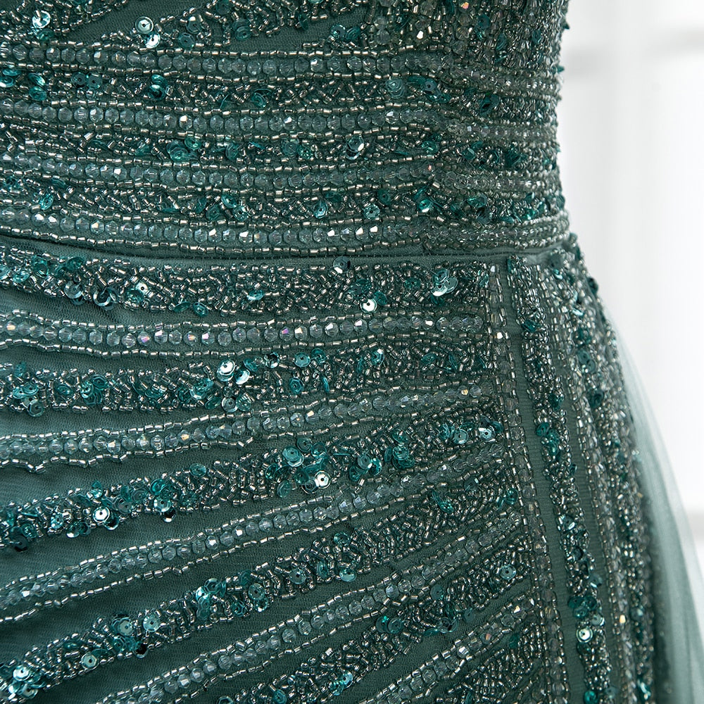 High Split Luxury Beaded Woman's Cocktail Party Dress