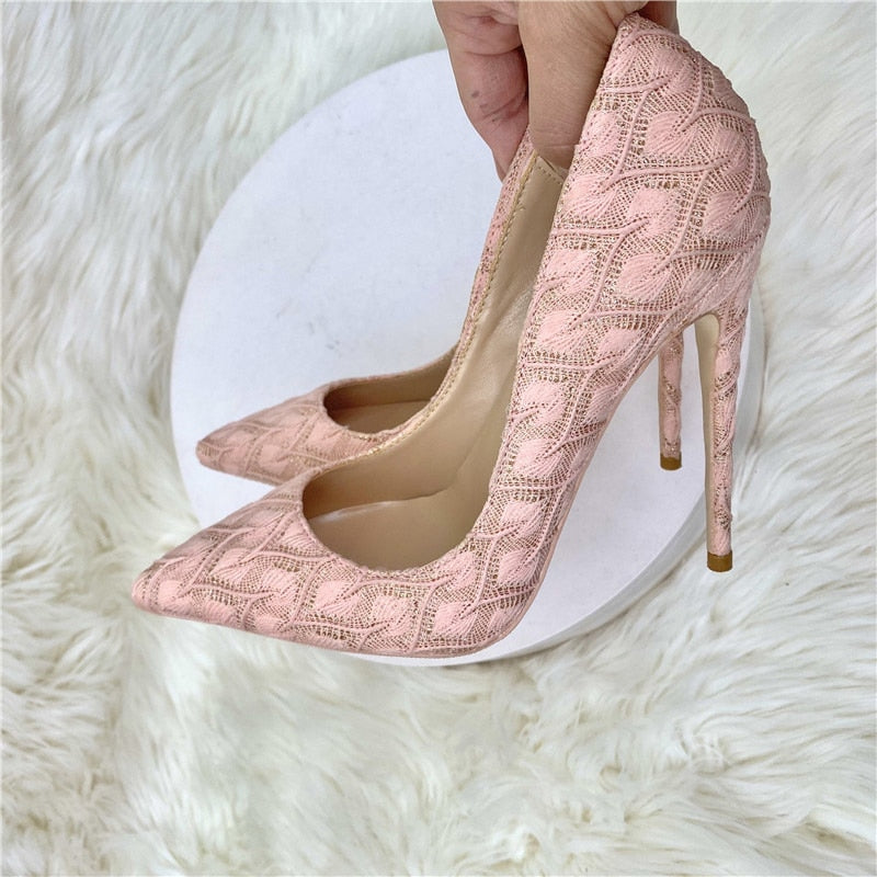 Lace Fabric Women's High Heel Stiletto Pumps