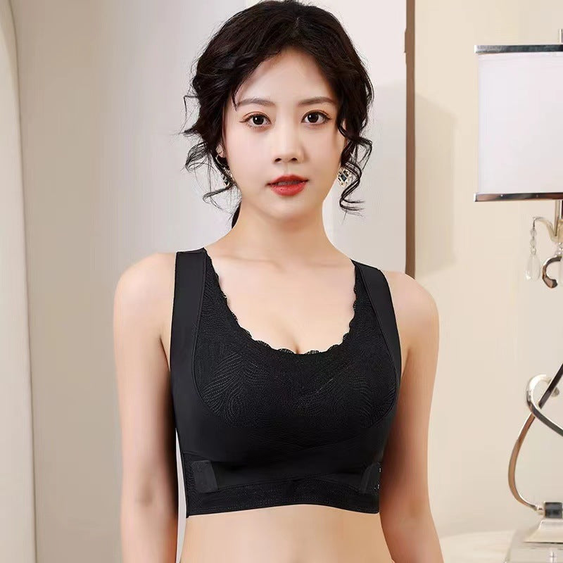 plus size push up front buckle sports bra