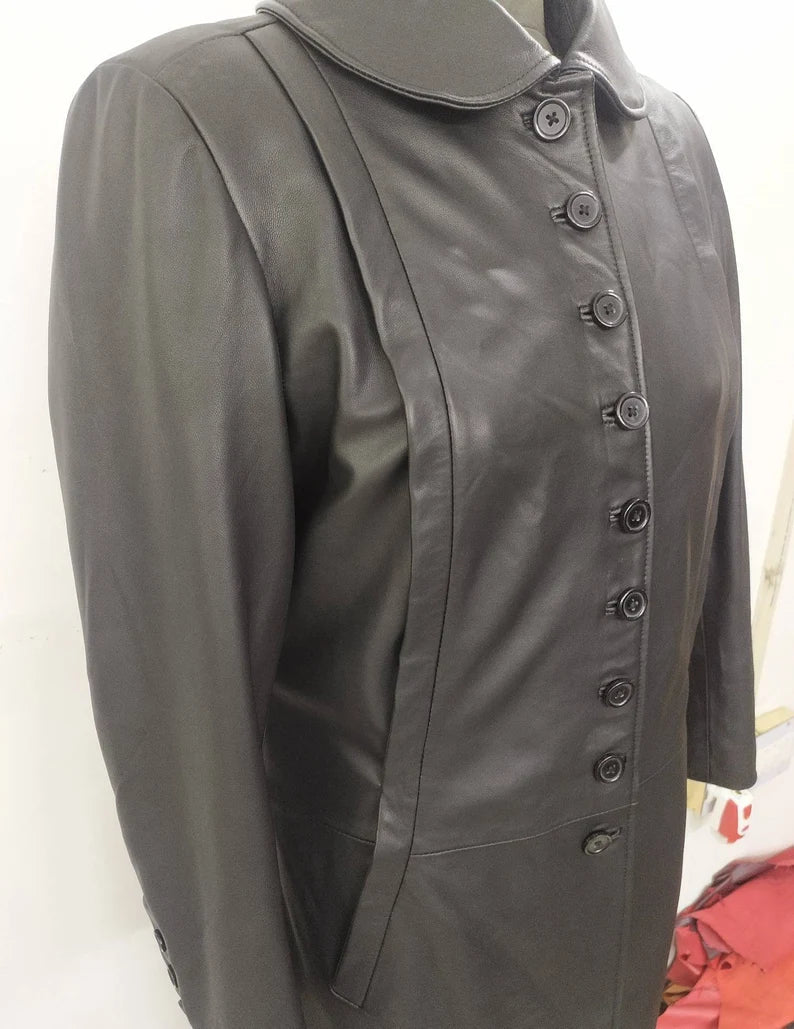 Lamb Skin Leather Women's Celebrity Coat