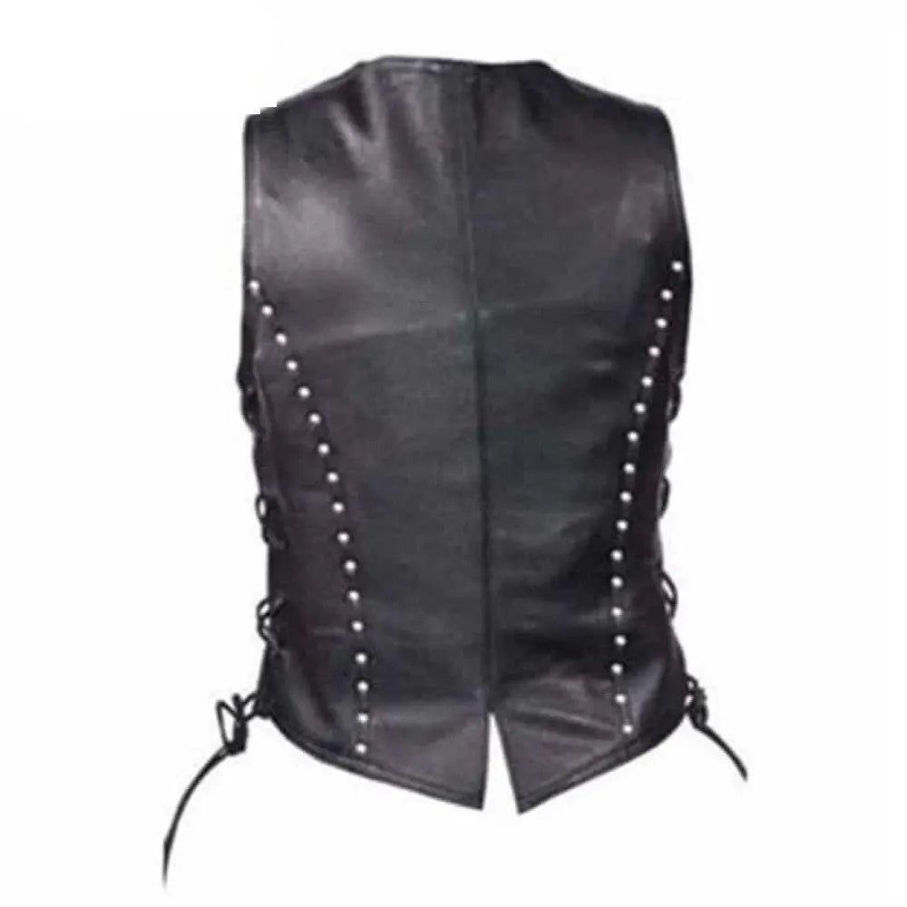 Leather Biker Women Vest Jacket