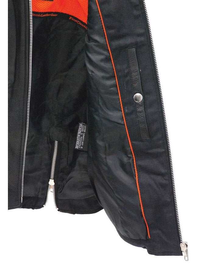 Long 6 Zipper Naked Leather Pocket Vest