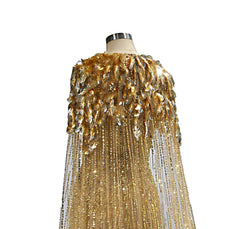 Luxury Gold Full Crystals Beading Evening Skirt Dress