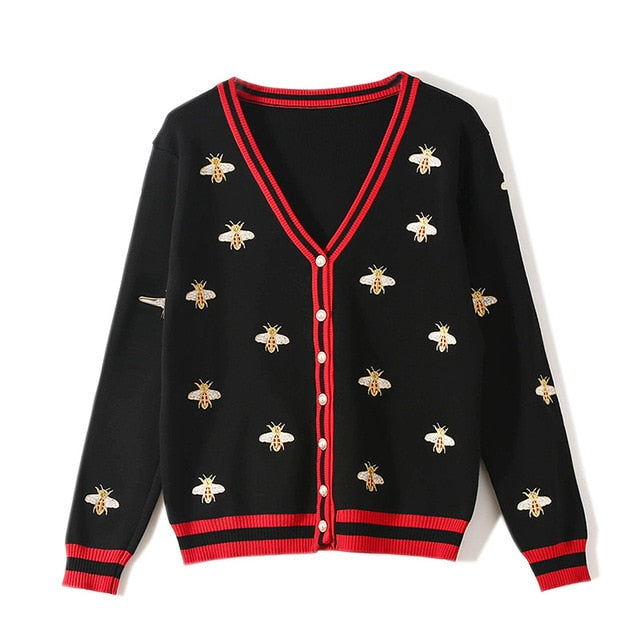 MIMI Bee Embroidery Knitted Sweaters