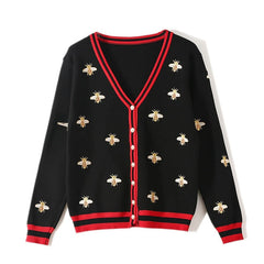 MIMI Bee Embroidery Knitted Sweaters