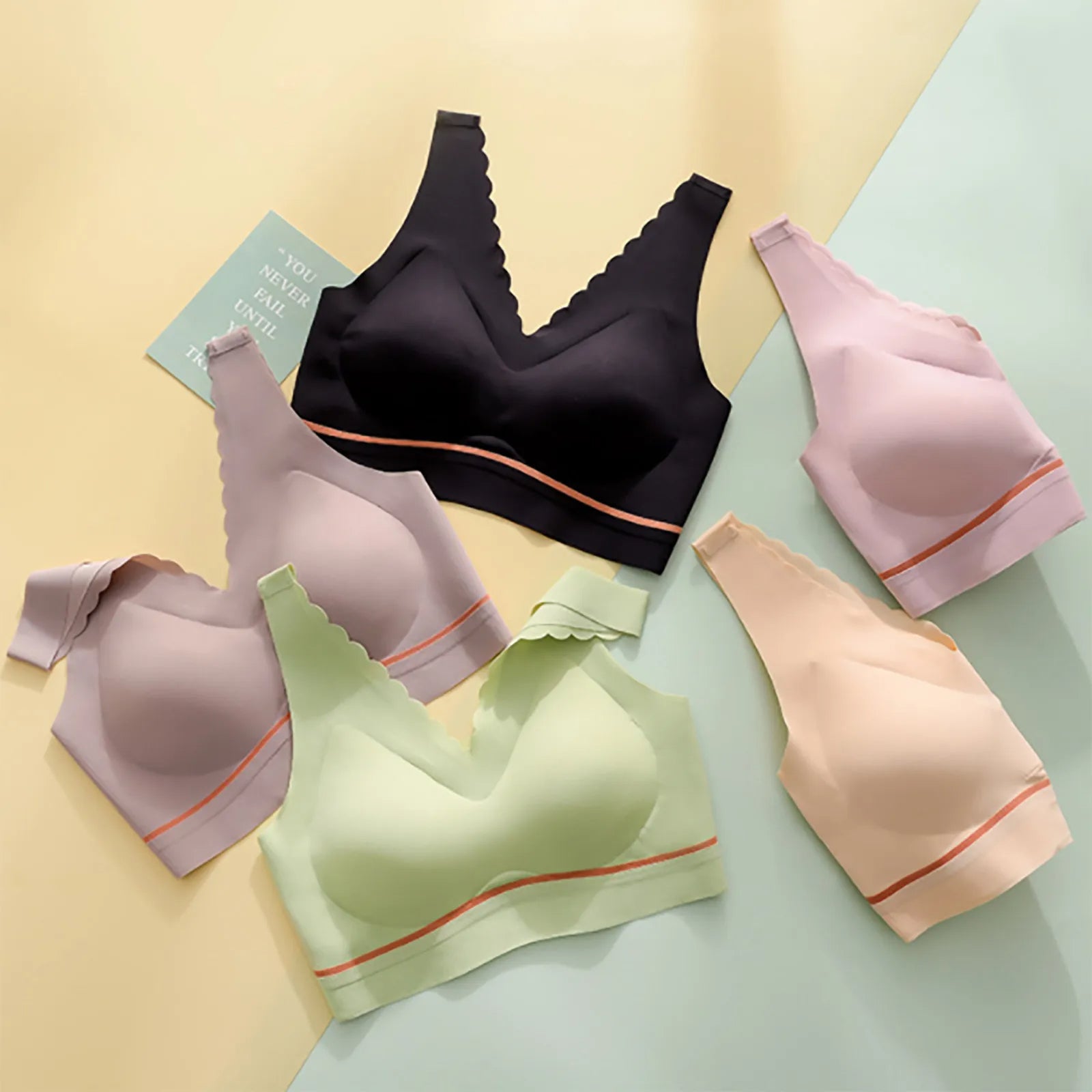 seamless push-up latex deep V comfortable bra