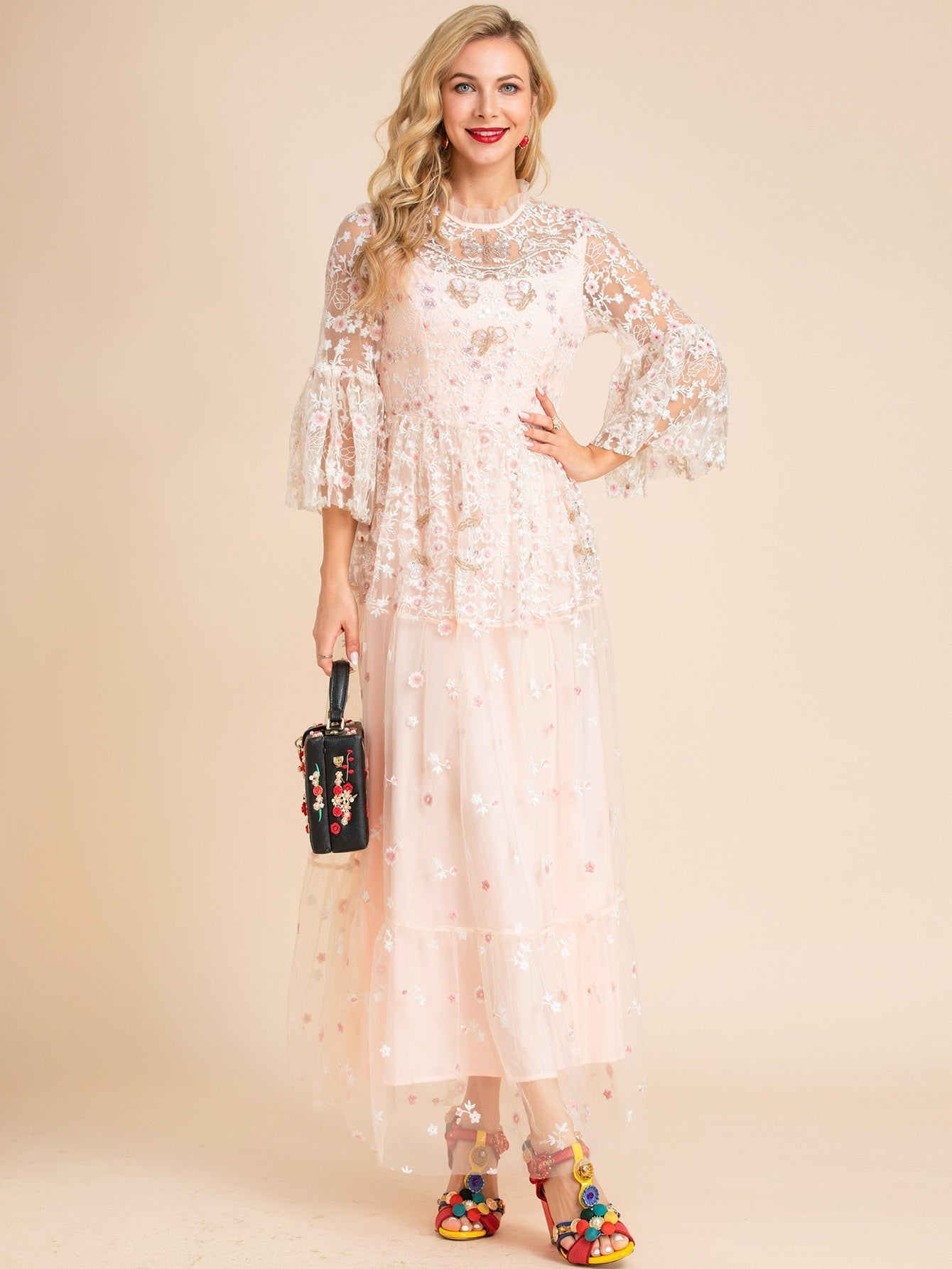 Mesh Embroidery Women's Cocktail & Party Dresses