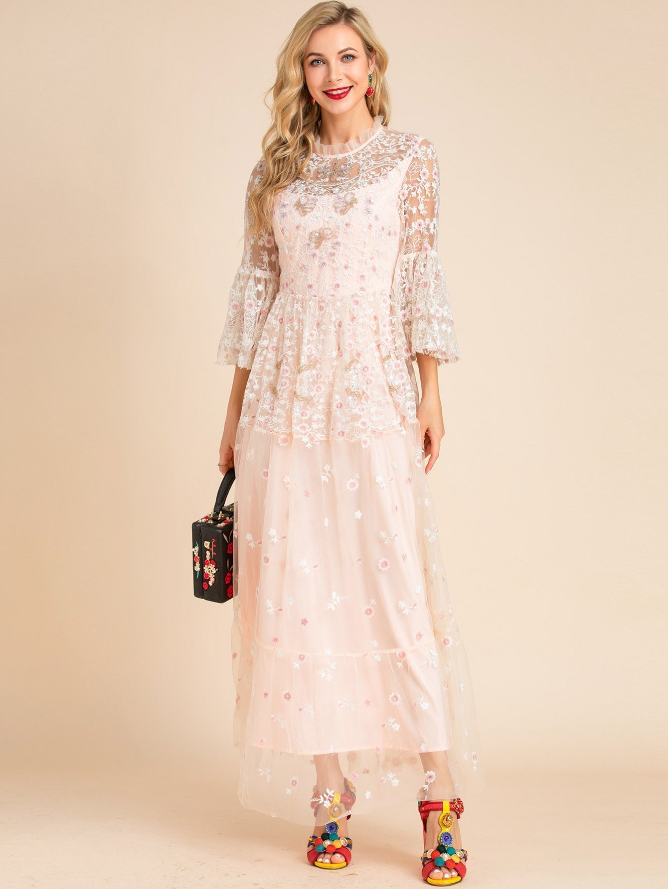 Mesh Embroidery Women's Cocktail & Party Dresses