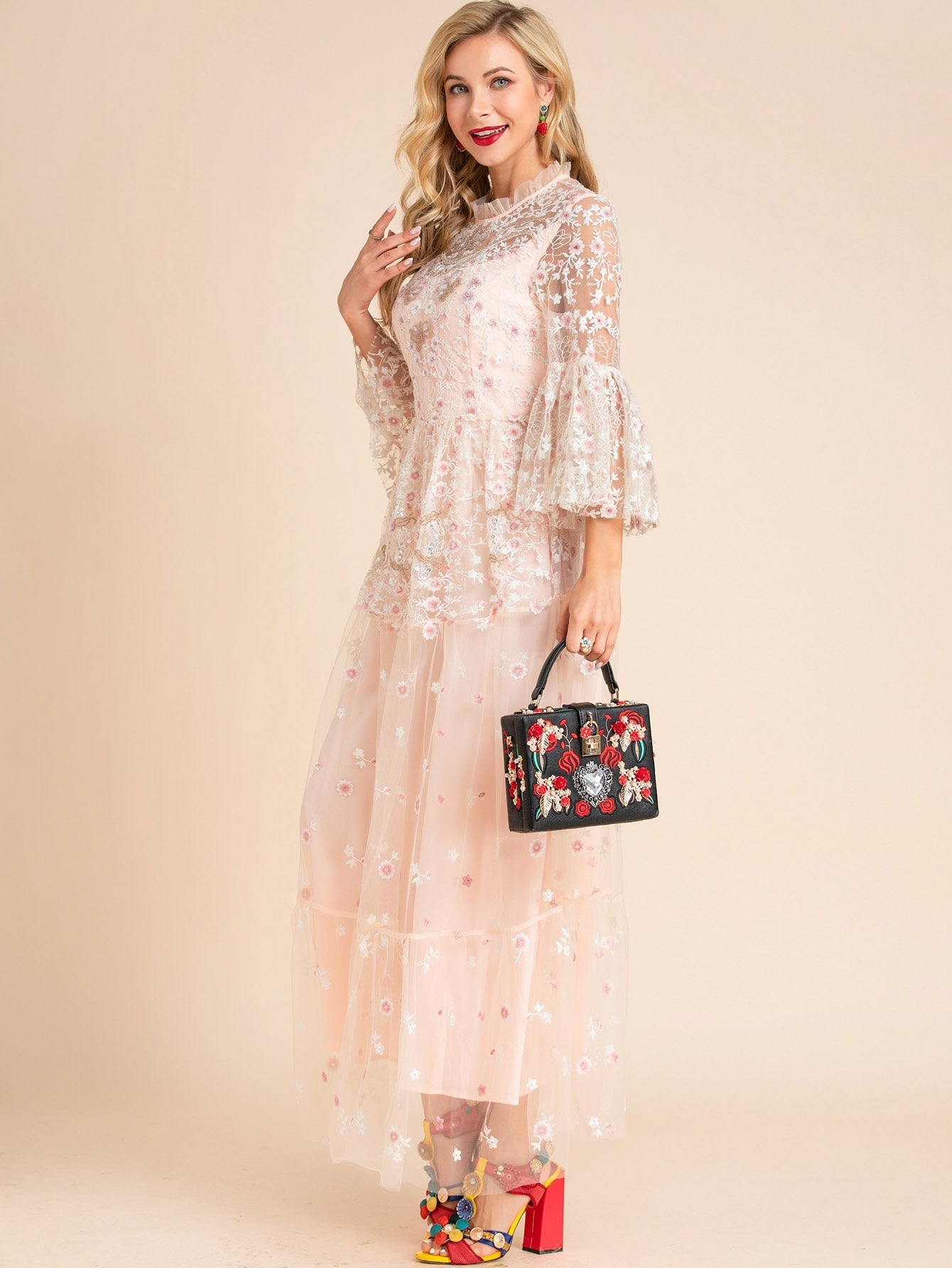 Mesh Embroidery Women's Cocktail & Party Dresses