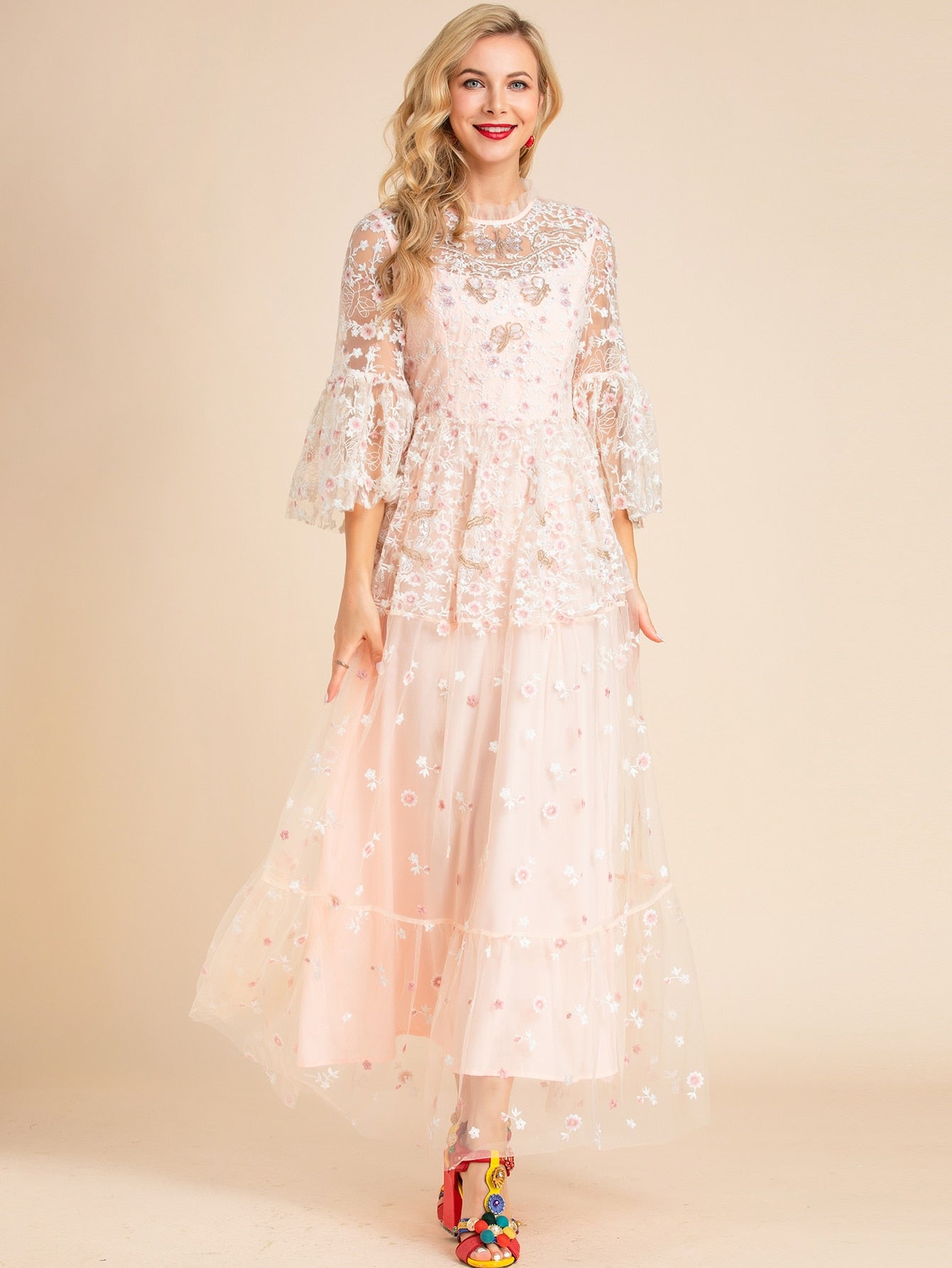 Mesh Embroidery Women's Cocktail & Party Dresses