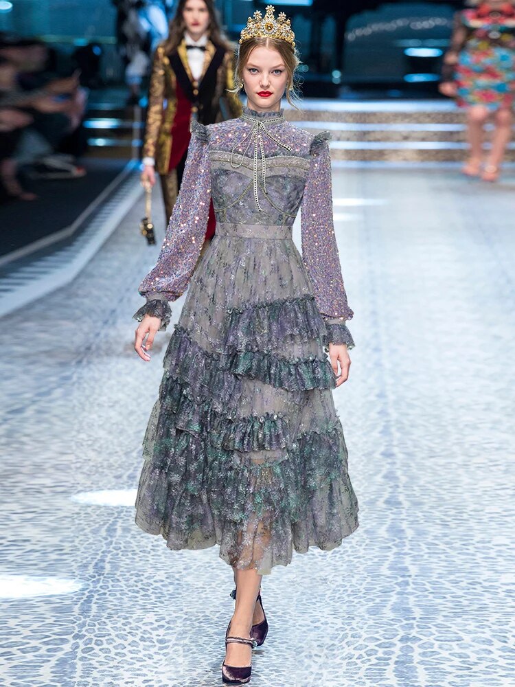 Mesh Ruffles Women's Evening Party Dress