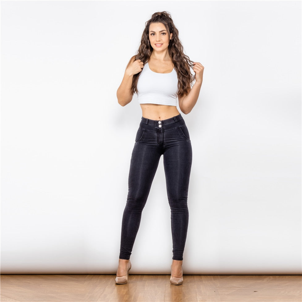 Mid-waist Stretch Jean Women's Pencil Capris