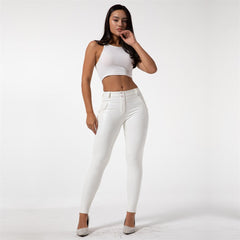 Mid-waist Women's Faux Leather Pants With Fleece Lined