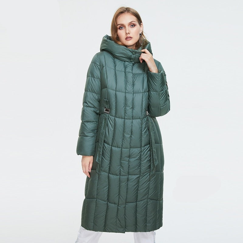 Plaid Thick Women's Long Warm Parka Coat