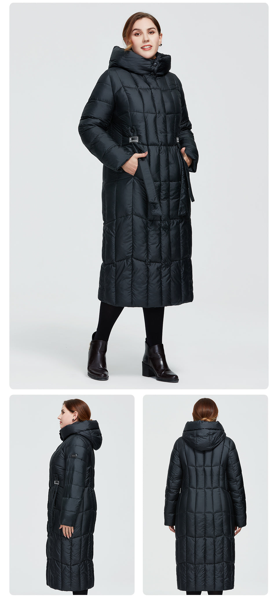 Plaid Thick Women's Long Warm Parka Coat
