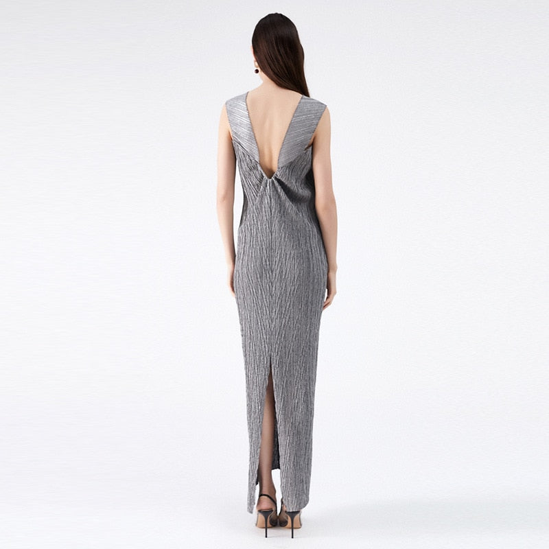 Sling Pleated Women's Two Piece Dress