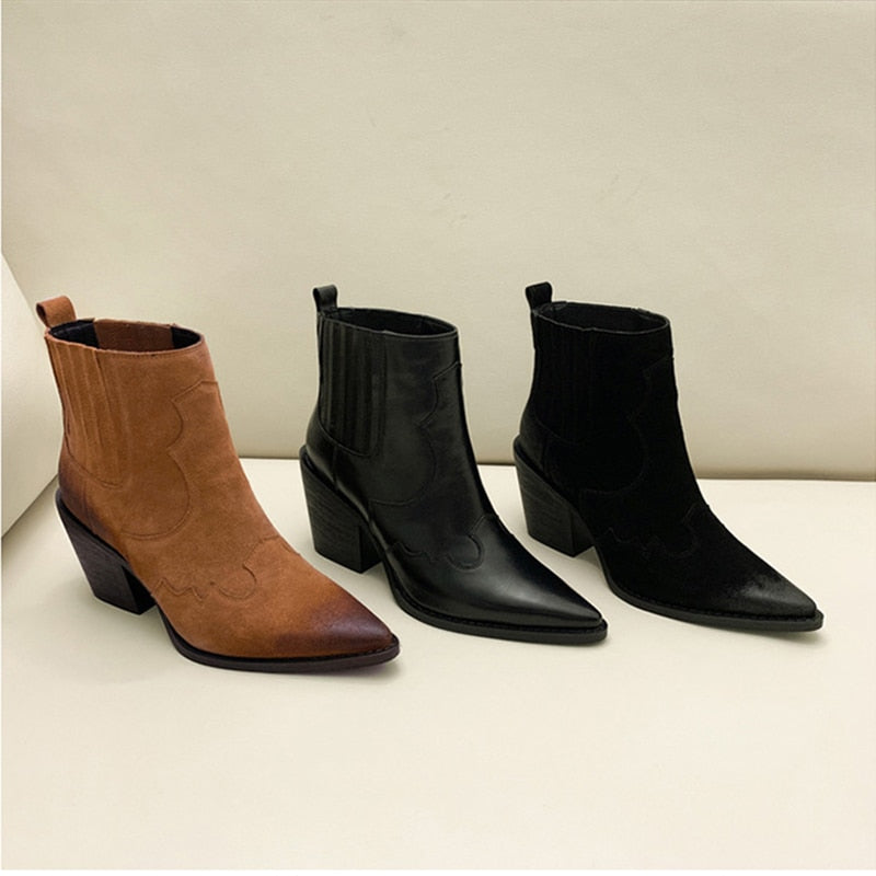 Pointed Toe Women's Mid Heel Boots