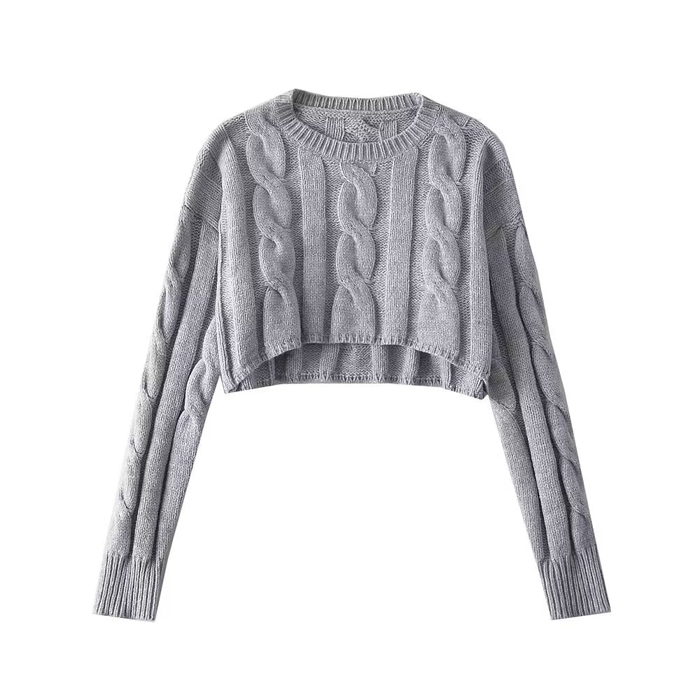 Preppy Loose Cropped Women's Pullover Sweater