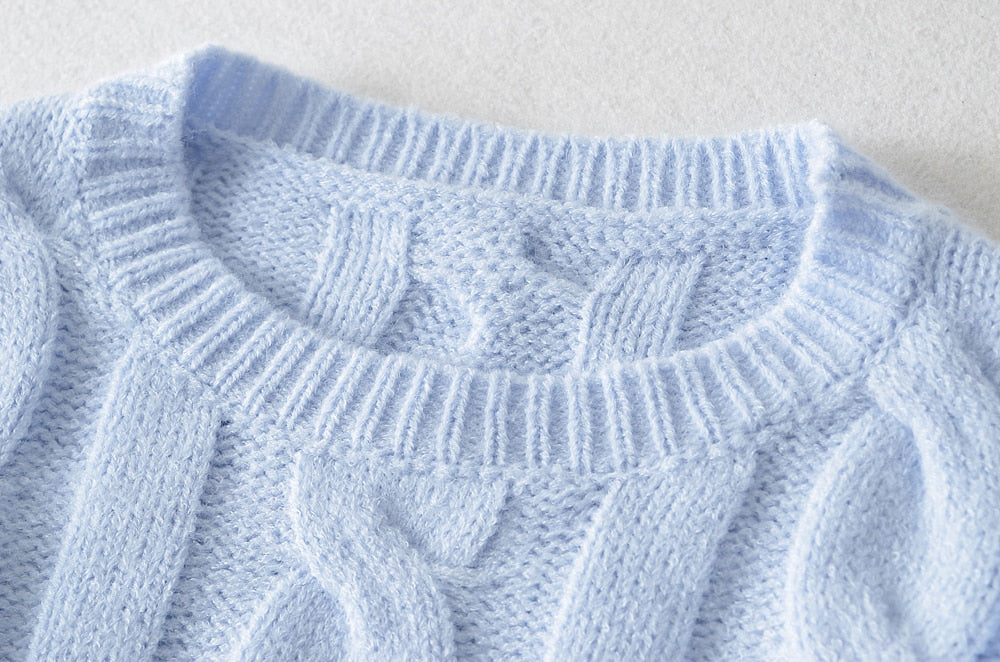 Preppy Loose Cropped Women's Pullover Sweater