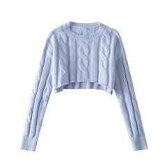 Preppy Loose Cropped Women's Pullover Sweater