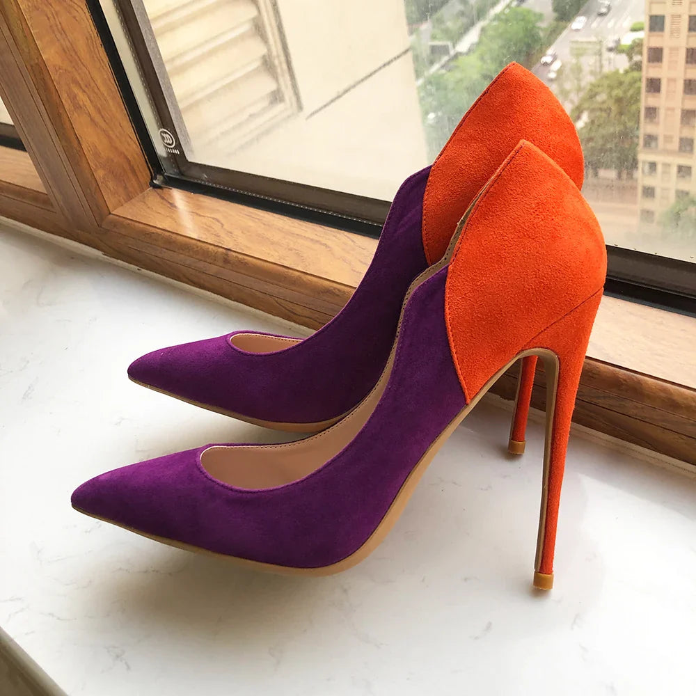 Purple Flock Women High Heel Stiletto Pumps