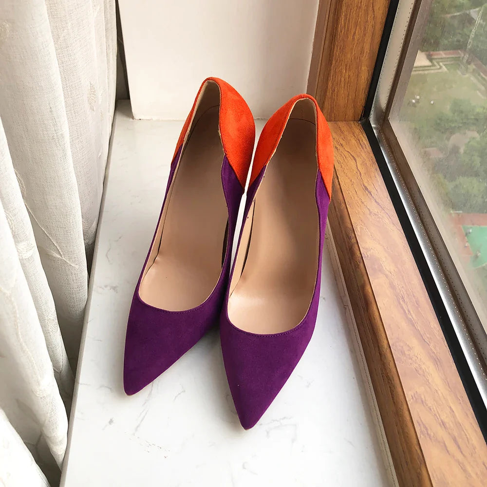 Purple Flock Women High Heel Stiletto Pumps