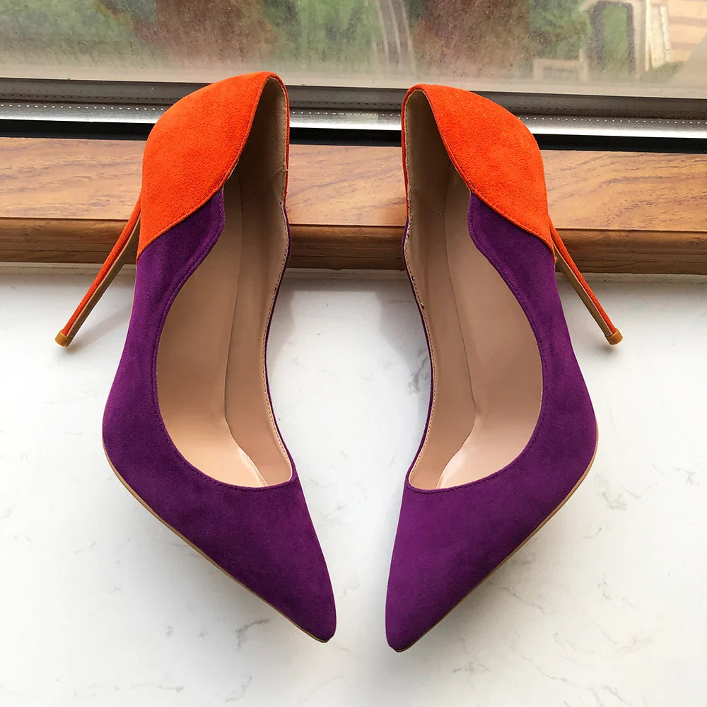 Purple Flock Women High Heel Stiletto Pumps