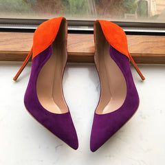Purple Flock Women High Heel Stiletto Pumps