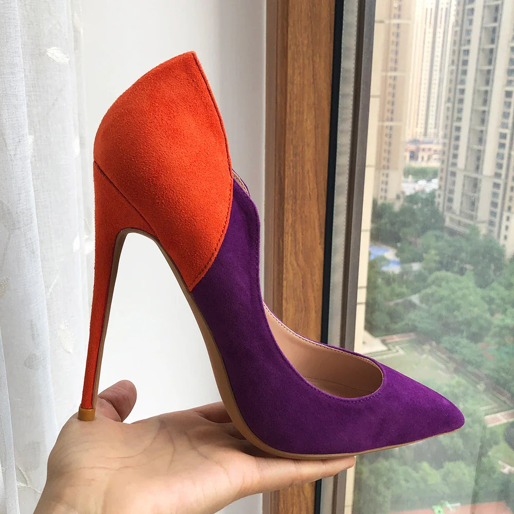 Purple Flock Women High Heel Stiletto Pumps