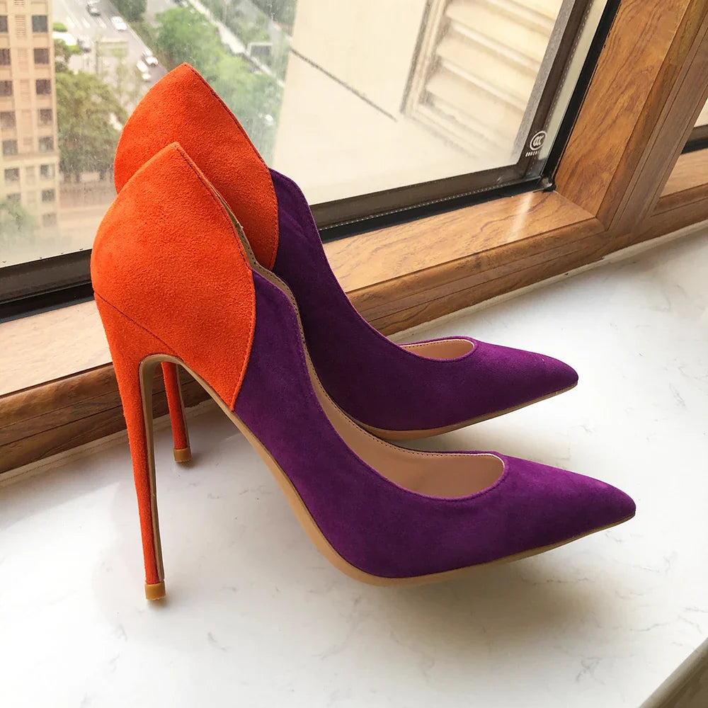 Purple Flock Women High Heel Stiletto Pumps