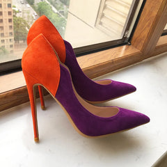Purple Flock Women High Heel Stiletto Pumps