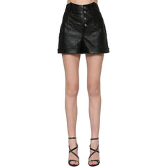Real Black Leather Women's Soft Shorts