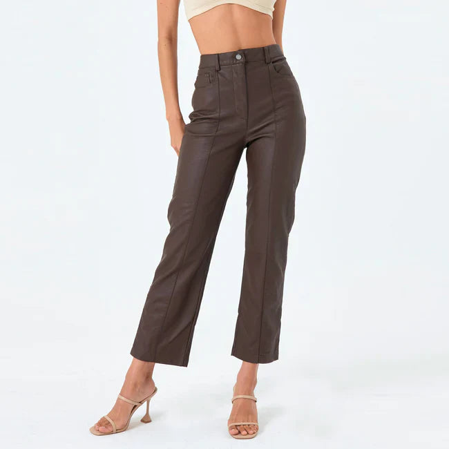 Real Brown Leather Women's Trouser