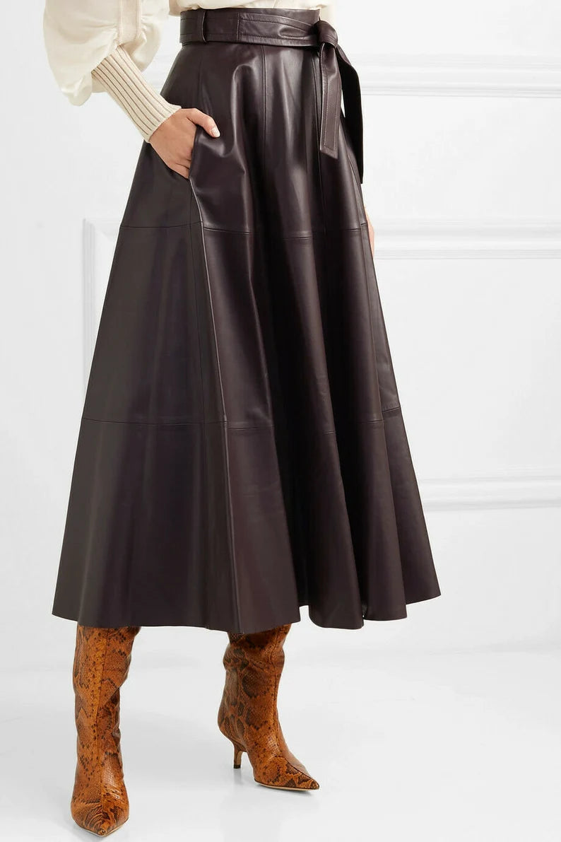 Real Plus Size Women's Genuine Lambskin Leather Skirt