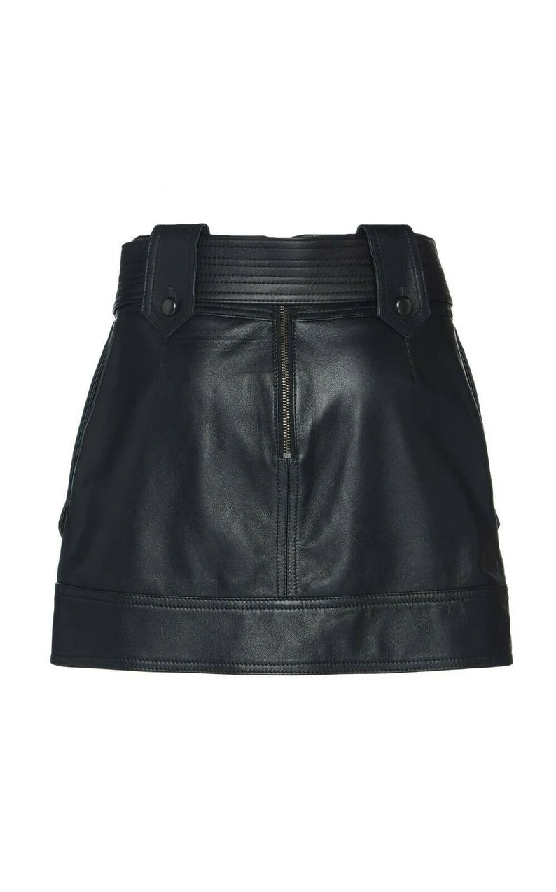 Real Plus Size Women's Genuine Lambskin Leather Skirt