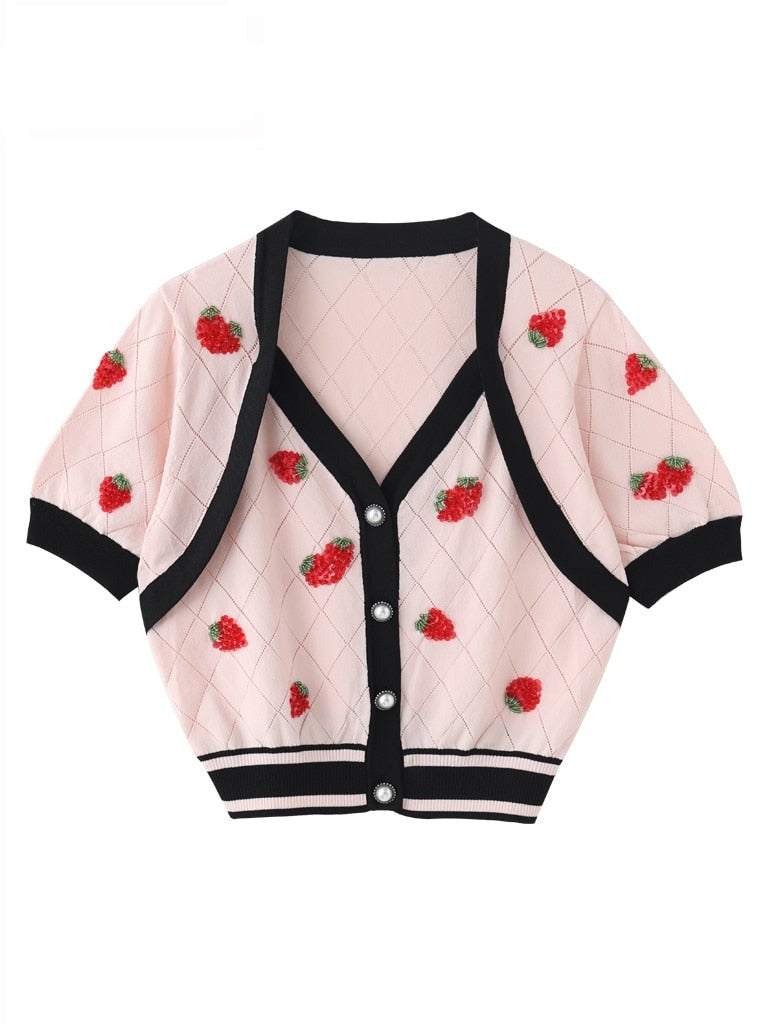 Ribbed Trim Knitting Women's Crop Tops