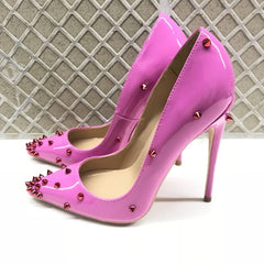 Rivets Patent Women's Pointy Toe High Heel Pumps