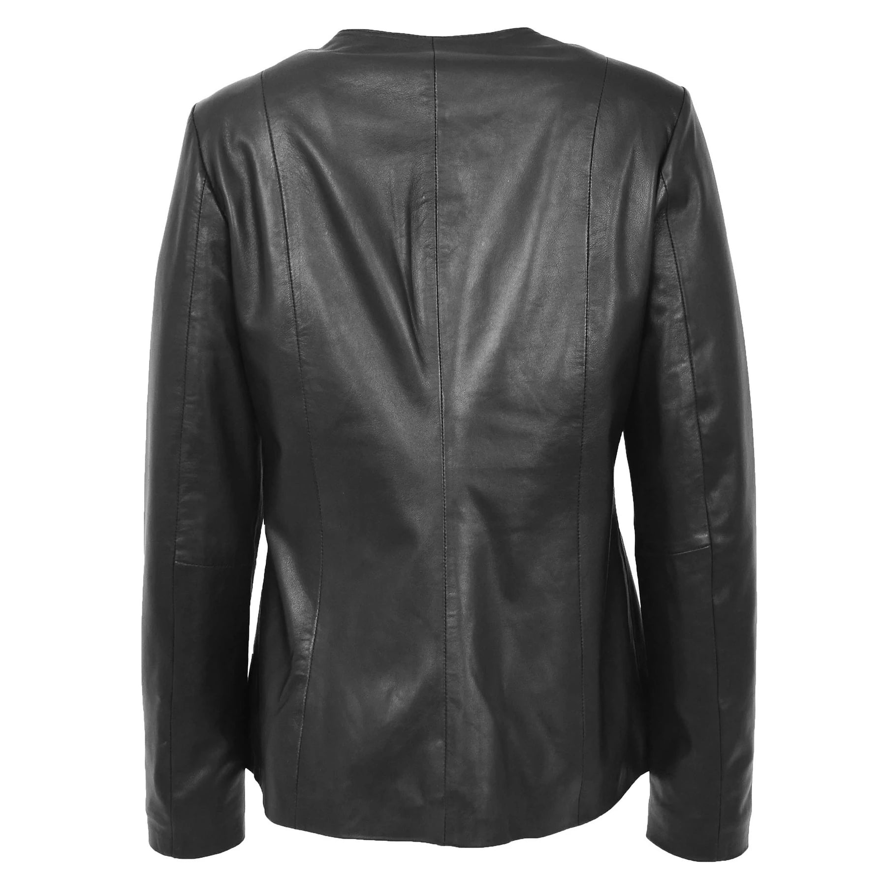 Round Neck Semi Fitted Women's Leather Jacket