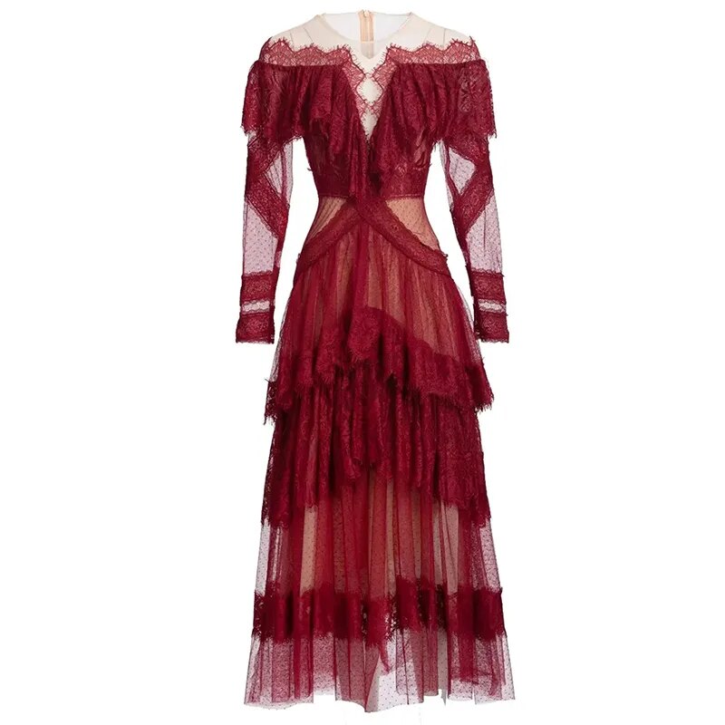 Ruffles O-Neck Women's Cocktail & Party Dress