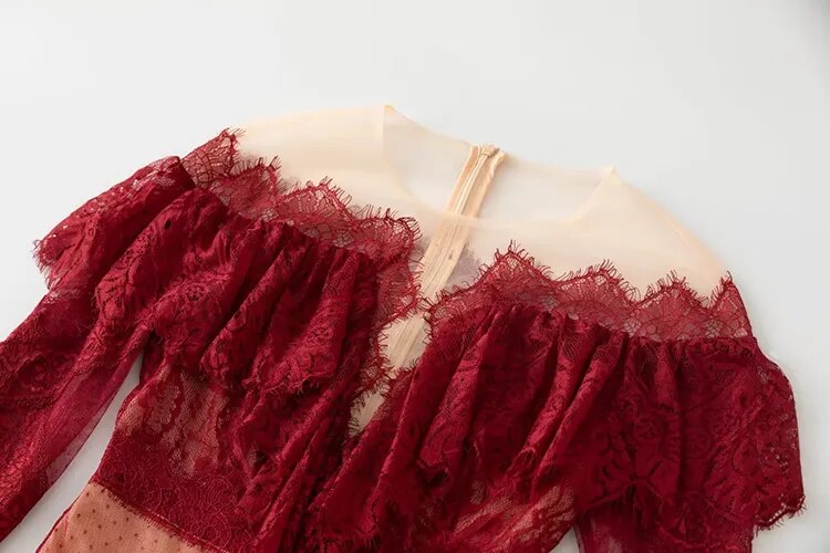 Ruffles O-Neck Women's Cocktail & Party Dress