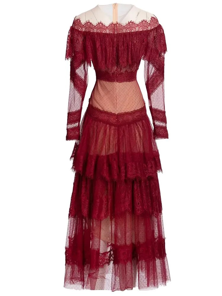 Ruffles O-Neck Women's Cocktail & Party Dress