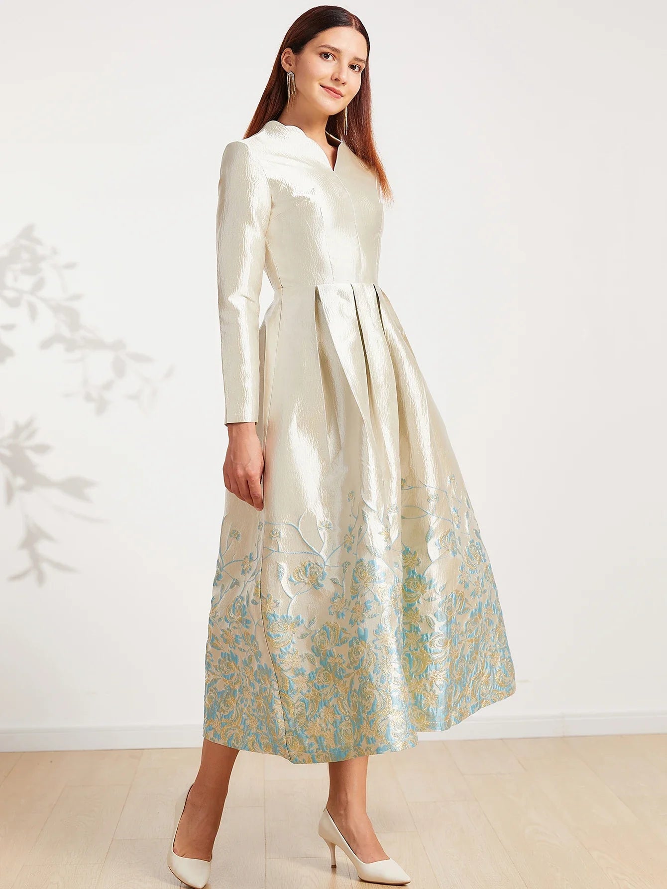 Sophisticated Embroidery Floral Maxi Dress